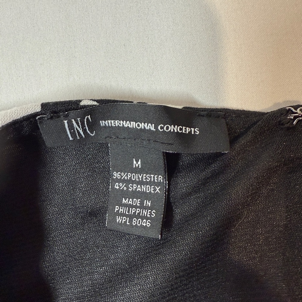 INC International Concepts Black & White Houndstooth Sleeveless Top Medium - Picture 5 of 8